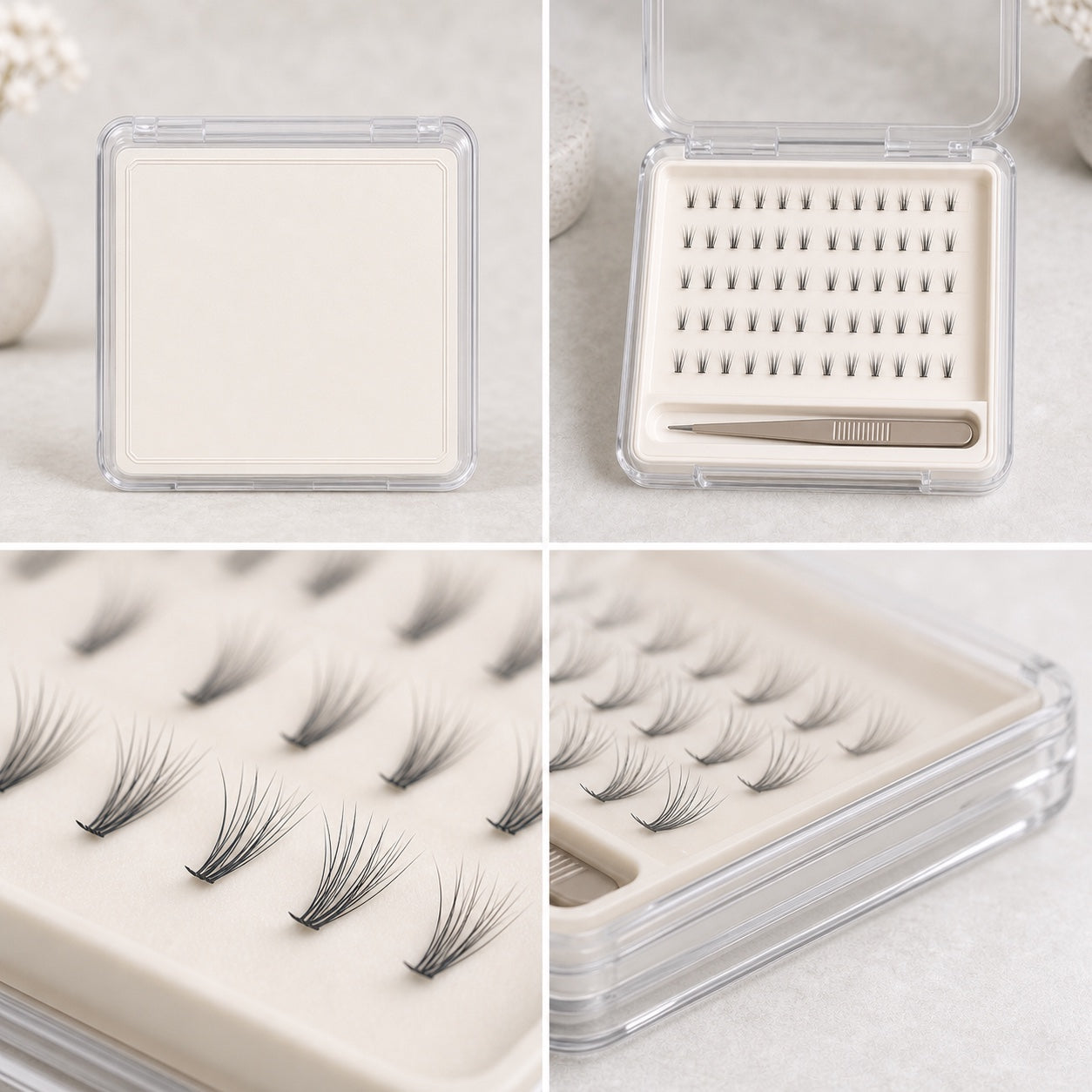 Soft Cat-Eye false lashes on a light tray — real product photo